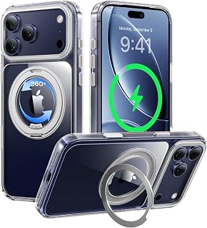 iPhone 17 Pro Max Clear Case with Stand, Strong Magnetic iPhone 17 Pro Max Case Compatible with MagSafe, Drop Protection Case for iPhone 17 Pro Max