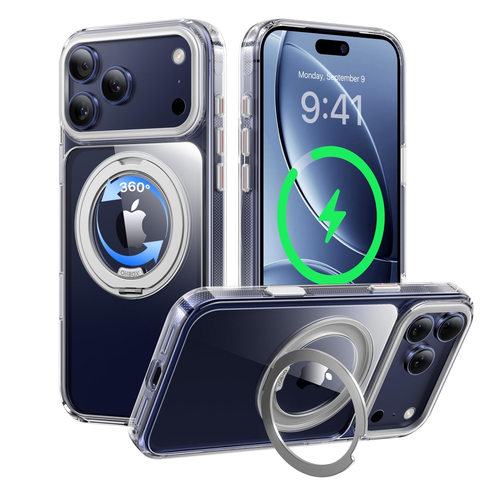 iPhone 17 Pro Max Clear Case with Stand, Strong Magnetic iPhone 17 Pro Max Case 