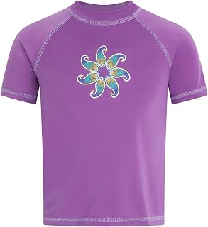 Kanu Surf Girl's Sundance UPF 50+ Sun Protective Rashguard Swim Shirt Short Sleeve Rash Guard Shirt