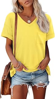ATHMILE Womens T Shirts Short Sleeve V Neck Summer Tops Basic Tees