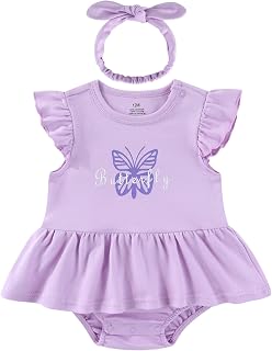 Baby Girl Clothes Summer Ruffled Sleeve Romper Dresses Infant Outfit Set