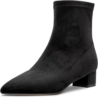 Castamere Women's Chunky Width Low Heel Closed Toe Pointed Toe Ankle Boots Slip-on Zipper 3.5 CM Heels Classic Cute Shoes