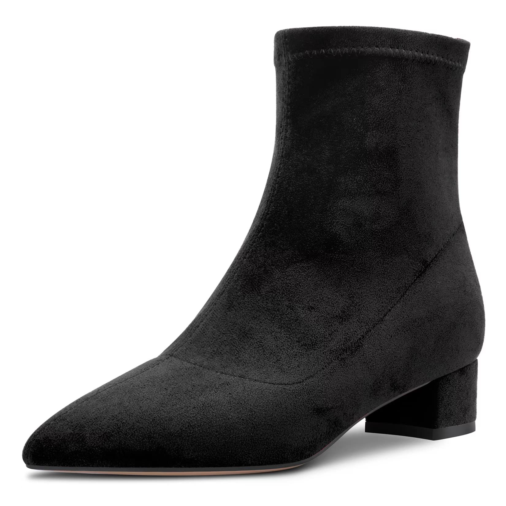Castamere Women's Chunky Width Low Heel Closed Toe Pointed Toe Ankle Boots Slip-