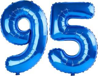 40 Inch Number 95 Balloons for 95th Birthday Party Decorations,0-100 Dark Blue Large No.95 Digital Balloons for Women Men and Grandpa Grandma, Helium Foil Number Balloons for Wedding Anniversary