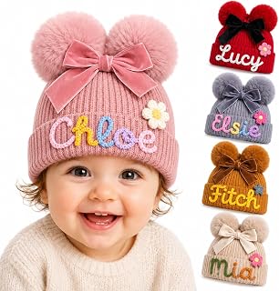 Personalized Christmas Beanie with Name Custom Winter Hat for Toddler & Kid