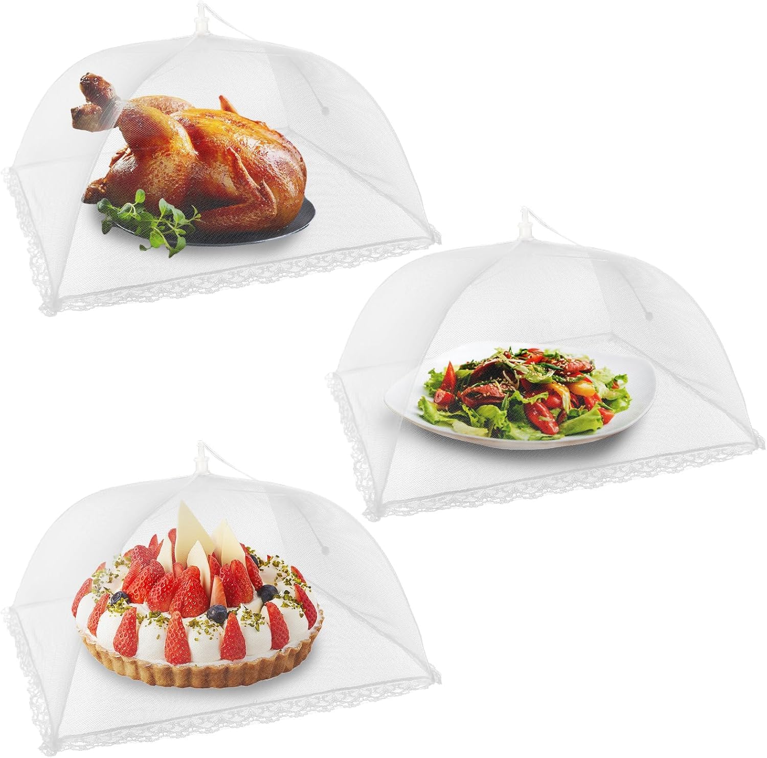A 33 x 33cm White Square Dining Table Cover and Kitchen Insect Proof Cover - A F