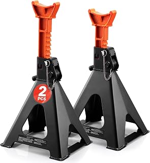 VEVOR Jack Stands 6t/13000lbs Capacity Car Jack Stands Double Locking 2 pcs | For Lifting SUV, Pickup Truck, Car and UTV/ATV, 14.2-23 inch Adjustable Height, Heavy Duty Steel Material, Black and Orange