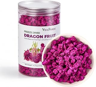 Freeze Dried Dragon Fruit Cubes – 4.23oz (120g) 100% Red Dragon Fruit (Pitaya) Chunks, Crunchy Dehydrated Dragonfruit for Smoothies, Baking, Drinks & Snacking – No Sugar Added
