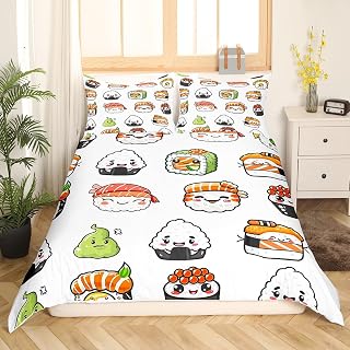 Feelyou Sushi Pattern Bedding Set Full Size for Kids Boys Girls Teens