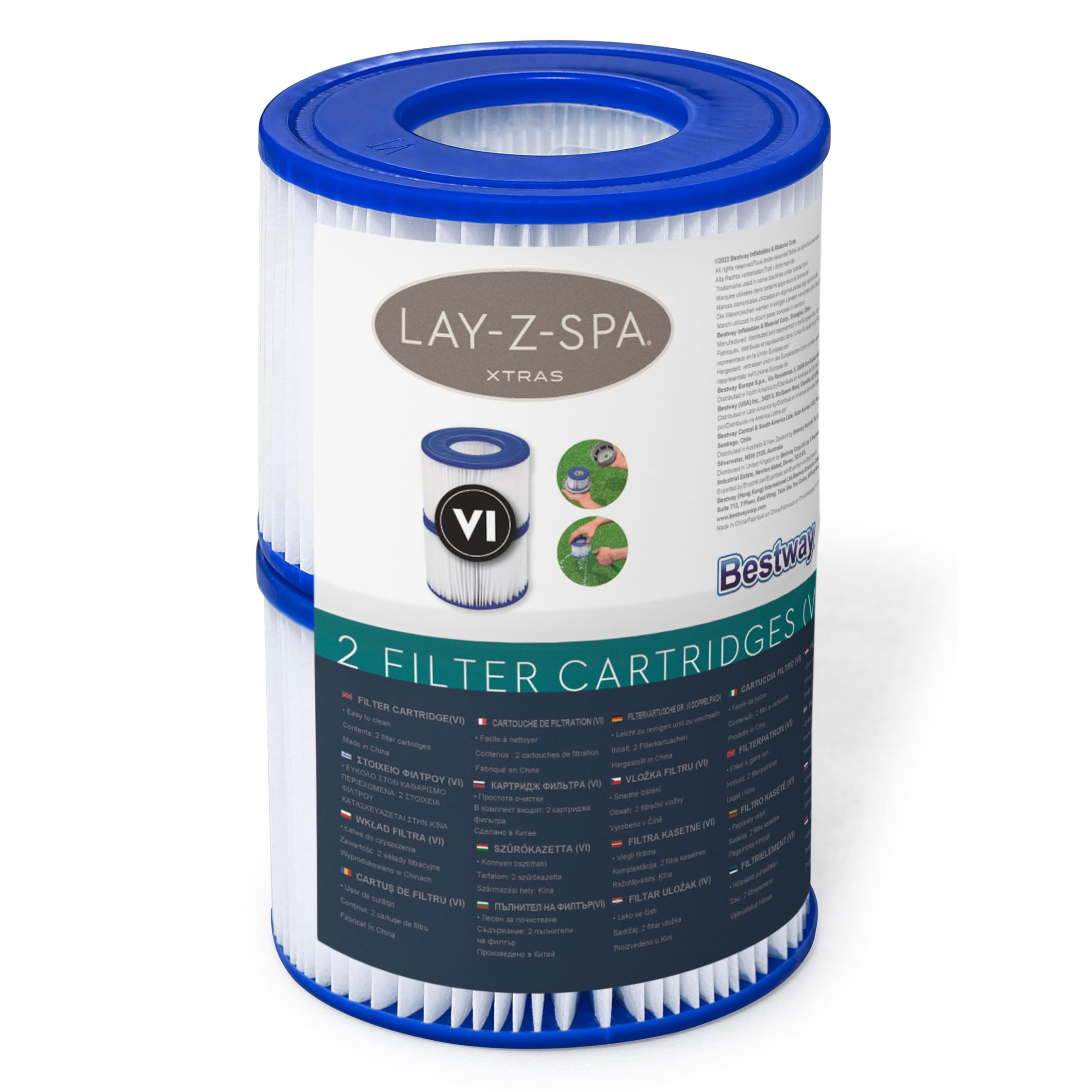 Lay-Z-Spa Filter Cartridge Hot Tub Filters Type VI, 2 Pack | Official Replacemen