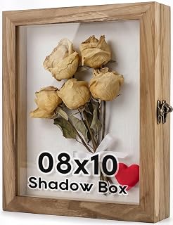 TJ.MOREE Shadow Box Frame - Marco de Fotos (8 x 10 cm), diseño de Sombras con Fondo de Lino y medallas, Color Azul