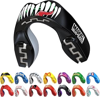 Marvel Venom Sports Mouth Guard, Junior Dual Layer Gum Shield with Case | Junior <11 Years, Black Premium Mouthguard, Easy Fit Remouldable, Anti Gag, Rugby, Boxing, MMA, Hockey, Judo, Contact Sports