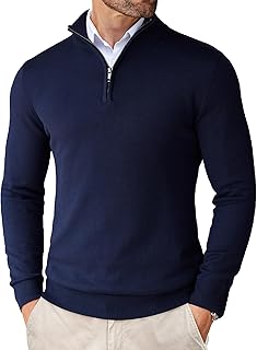 COOFANDY Mens Quarter Zip Pullover Slim Fit Turtleneck Lightweight Knitted