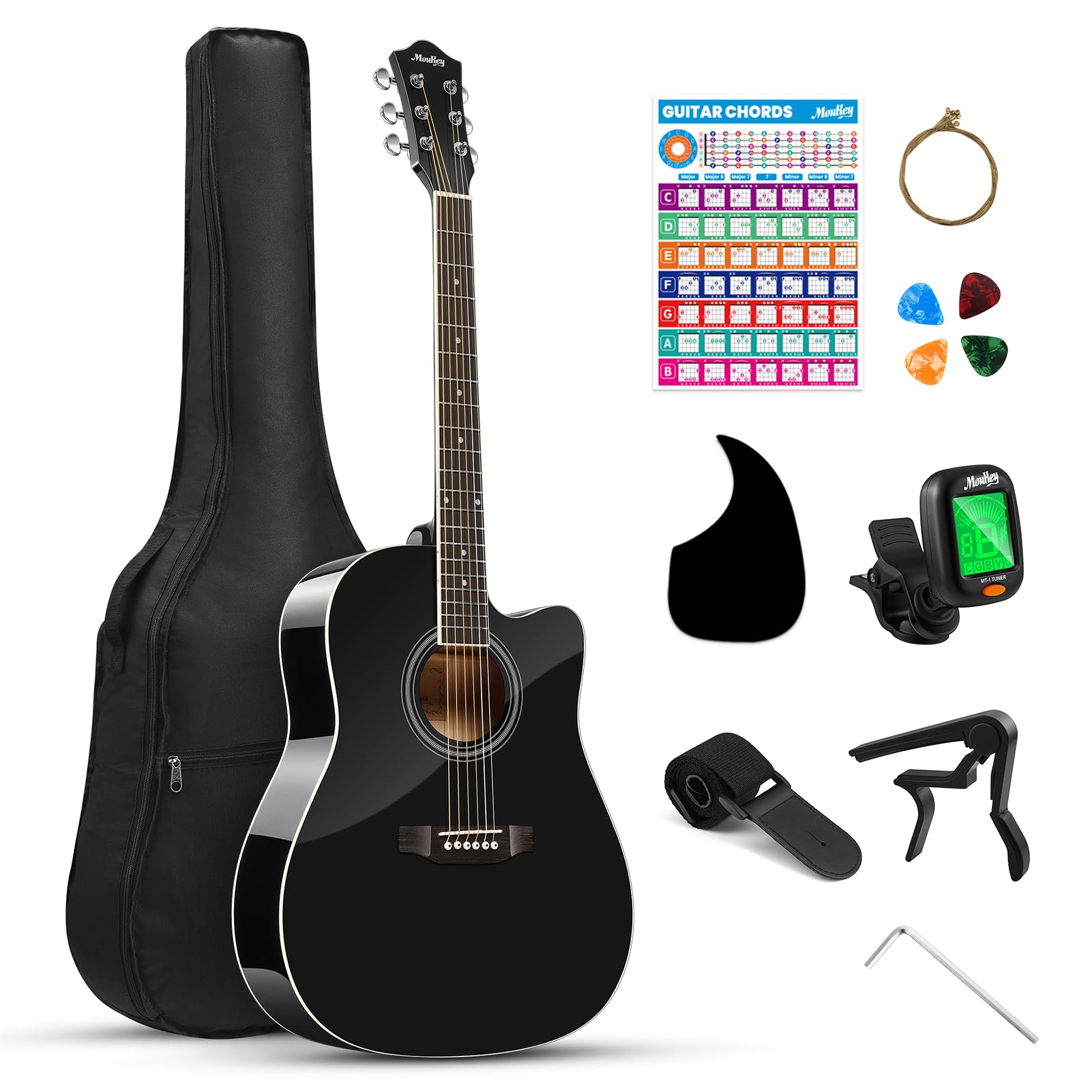 Moukey 41" Acoustic Guitar for Beginners Adult Teen Full Size Guitarra Acustica 