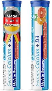Calcium + Vitamin D3 Effervescent Tablets 2 x 20 = 40 pcs Orange Grapefruit Flavor – 500 mg Calcium, 2.5 μg Vitamin D3 – T&D Pharma German Calcium + Vitamin D3 – Made in Germany