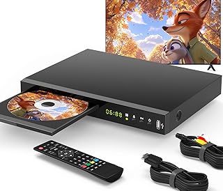Blu Ray DVD Player Dolby Digital TrueHD/DTS and 1080P Full HD | Play Region A Blu-Rays & DVD Region 1, Support 128G USB, HDMI/AV/Coaxial Output, Built-in PAL/NTSC with HDMI/AV Cable