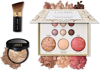 LAURA GELLER Baked Starter Kit- Baked Balance-n-Brighten, Medium + Best of the Best Tuscan Dreams + Retractable Angled Kabuki Brush