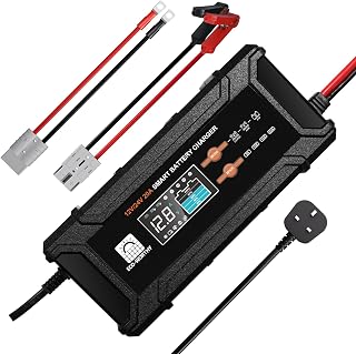 ECO-WORTHY 12V/24V 20A LiFePO4 Battery Charger with BMS Activation | 20A fast charge, BMS activation, trickle maintenance. Supports LiFePO4, AGM, SLA. UK plug. Auto detects battery type