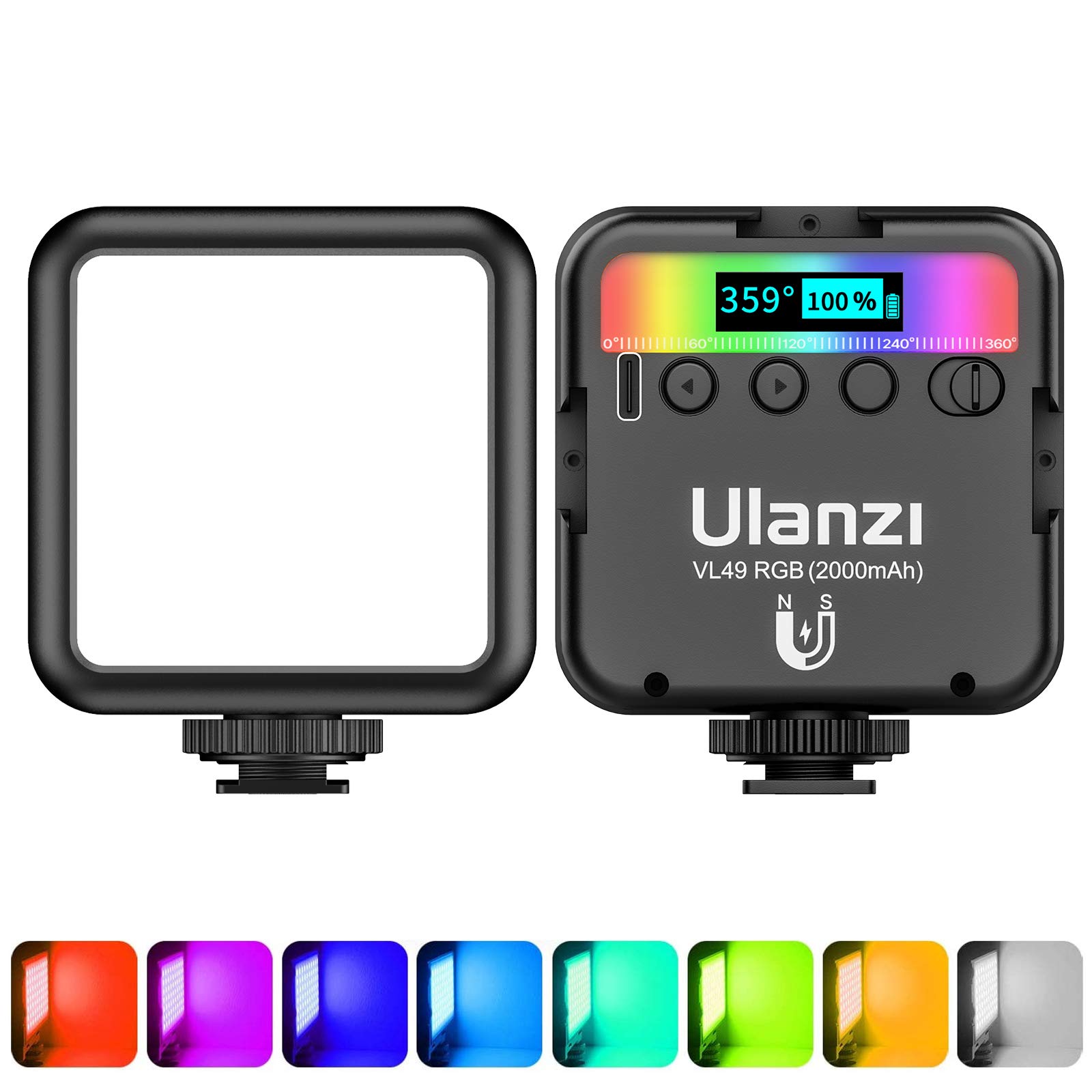 ULANZI VL49 RGB Video Lights LED Camera Light with 3 Cold Shoe & 1/4 Screw | 250