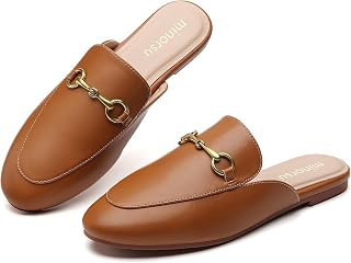 Minorsu Buckle Mules for Women Flats Loafers Shoes for Work Office Business