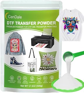 DTF Powder, 500g/17.6OZ White Hot Melt Adhesive Digital DTF Transfer Powder for Sublimation, Compatible with DTF and DTG Printers, DTF PreTreat Powder for All Fabric Jeans Cotton T-Shirt