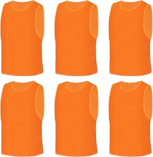 AUYAO Training Bibs 6/12Pcs Mesh Vest for Adult Kids Quick-Dry, M-XL | Multi-colors, Breathable Scrimmage Sleeveless Vest for Sport Practice, Team Training Pinnies for Football Rugby Cricket