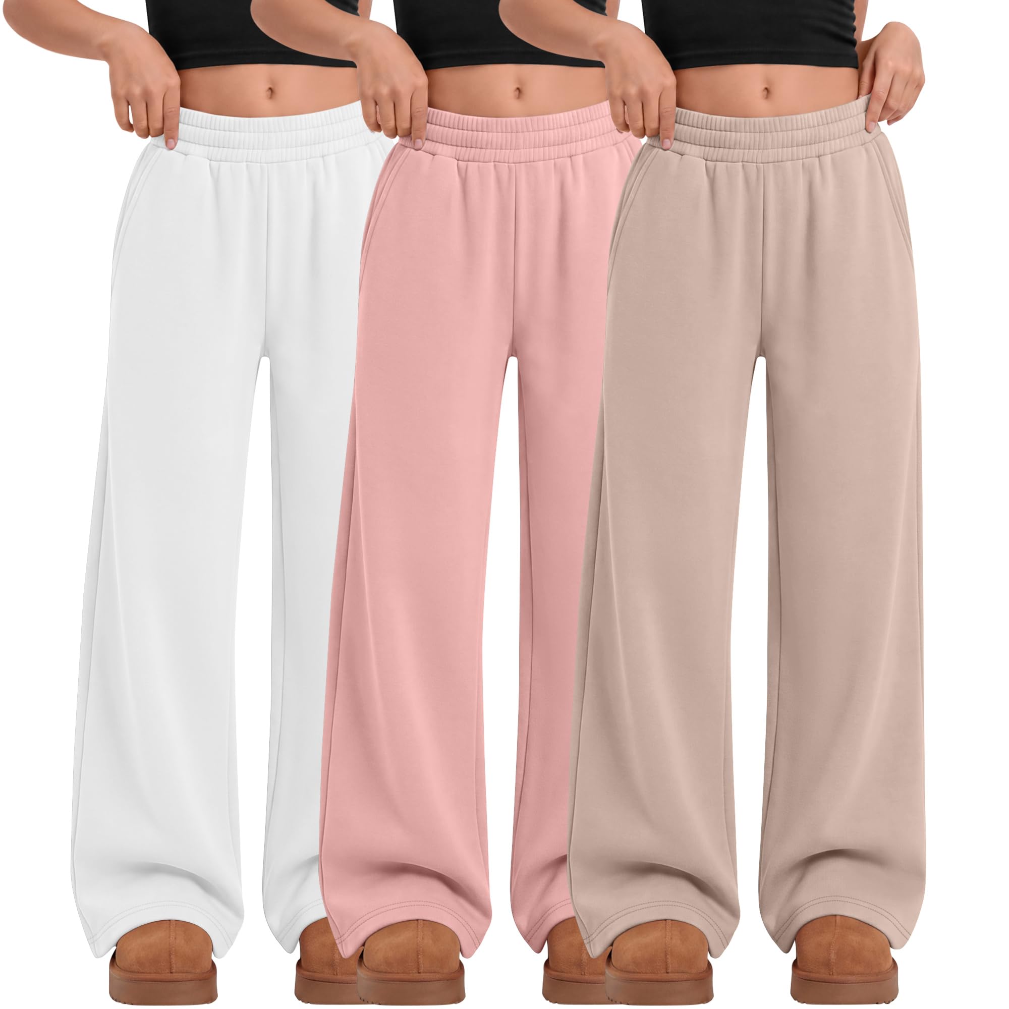 3 Pack Girls Wide Leg Sweatpants Baggy Pants