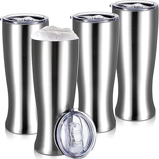 Geetery 4Pcs Stainless Steel Beer Tumbler Men 20oz Double Wall, Silver