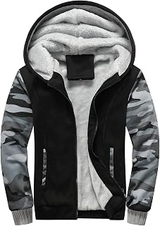 Men's Hoodie with Zip, Long Sleeve Hooded Jacket, Winter Warm Fleece Inner Sweatshirt, Plus Thick Fleece Jacket, Sweat Jacket with Hood