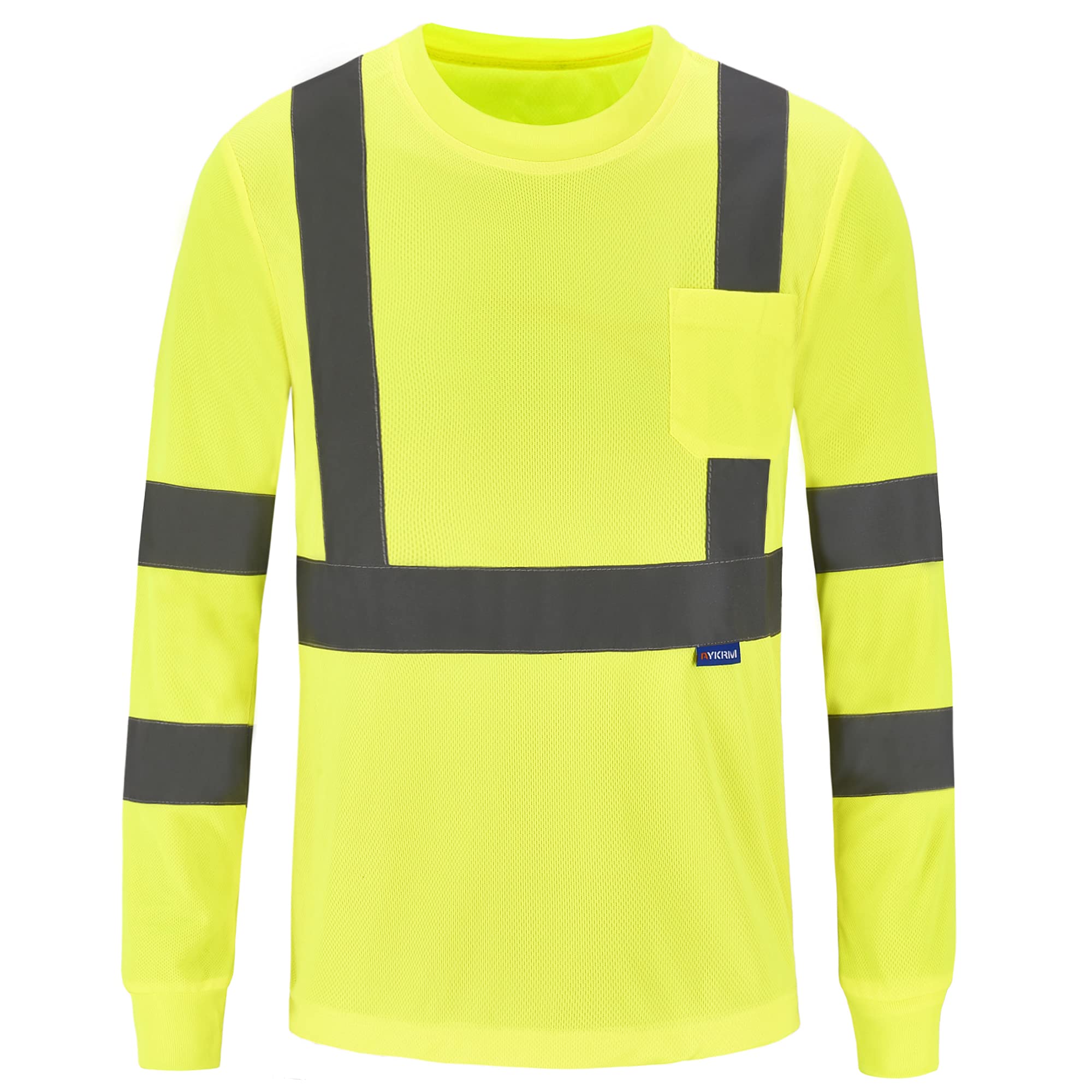 A-SAFETY Safety Shirt,High Visibility Work T Shirt Long Short Sleeve Class 3 (XS