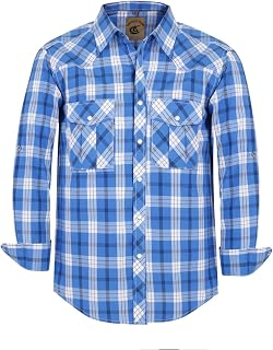 COEVALS CLUB Men's Western Cowboy Long Sleeve Pearl Snap Casual Work Shirts
