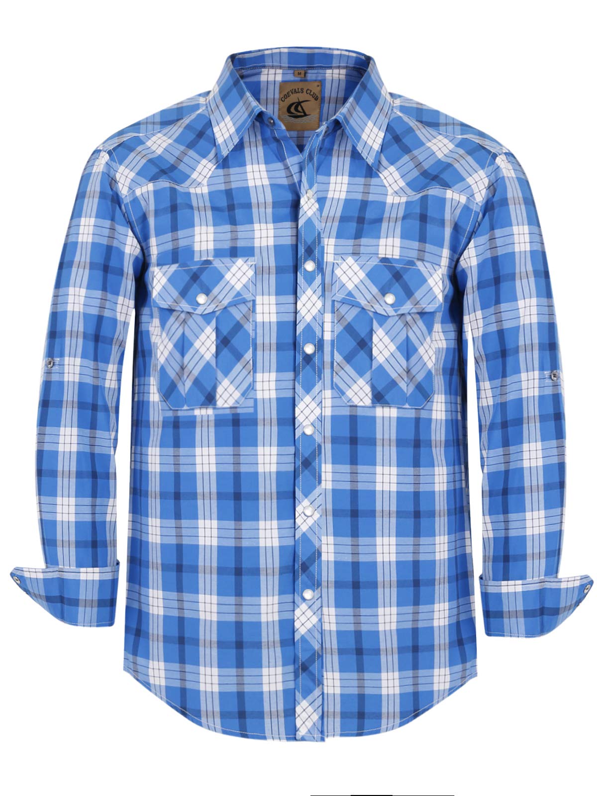 COEVALS CLUB Men's Western Cowboy Long Sleeve Pearl Snap Casual Work Shirts