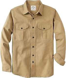 Dubinik® Mens Button Up Shirts Long Sleeve Casual Button Down Shirt Men Vintage 2 Pocket Sturdy Stretch