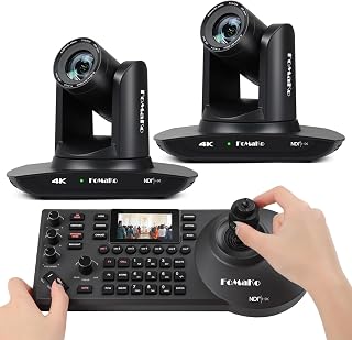 FoMaKo 4K 20X PTZ Camera HDMI AI Auto-Tracking PTZ Camera, NDI PTZ Controller PoE 3" LCD Screen Preview for Church Worship Education Conference Events, NDI 6 & NDI HX3 Certified (K20UHx2+KC608 Pro)