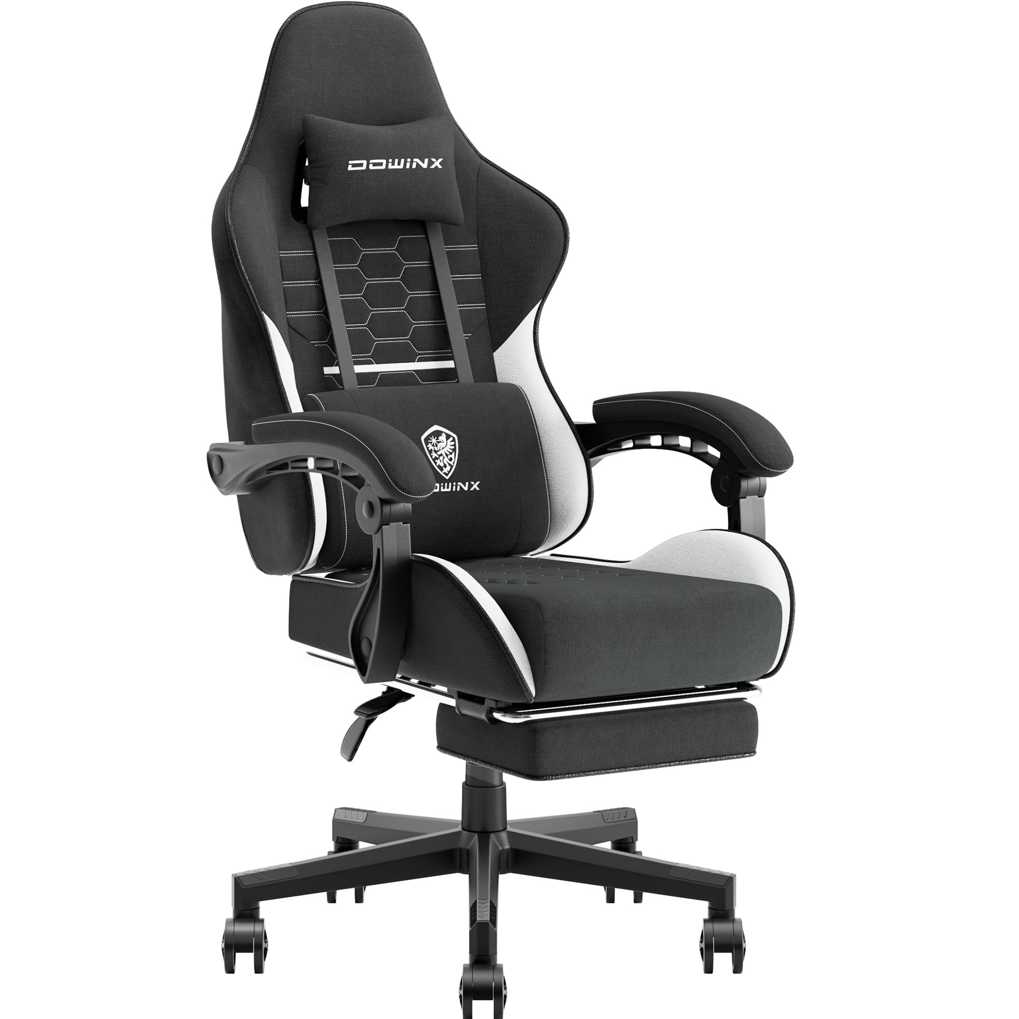 Dowinx Ergonomic Fabric Gaming Chair with Spring Cushion, Gaming Chair with Head