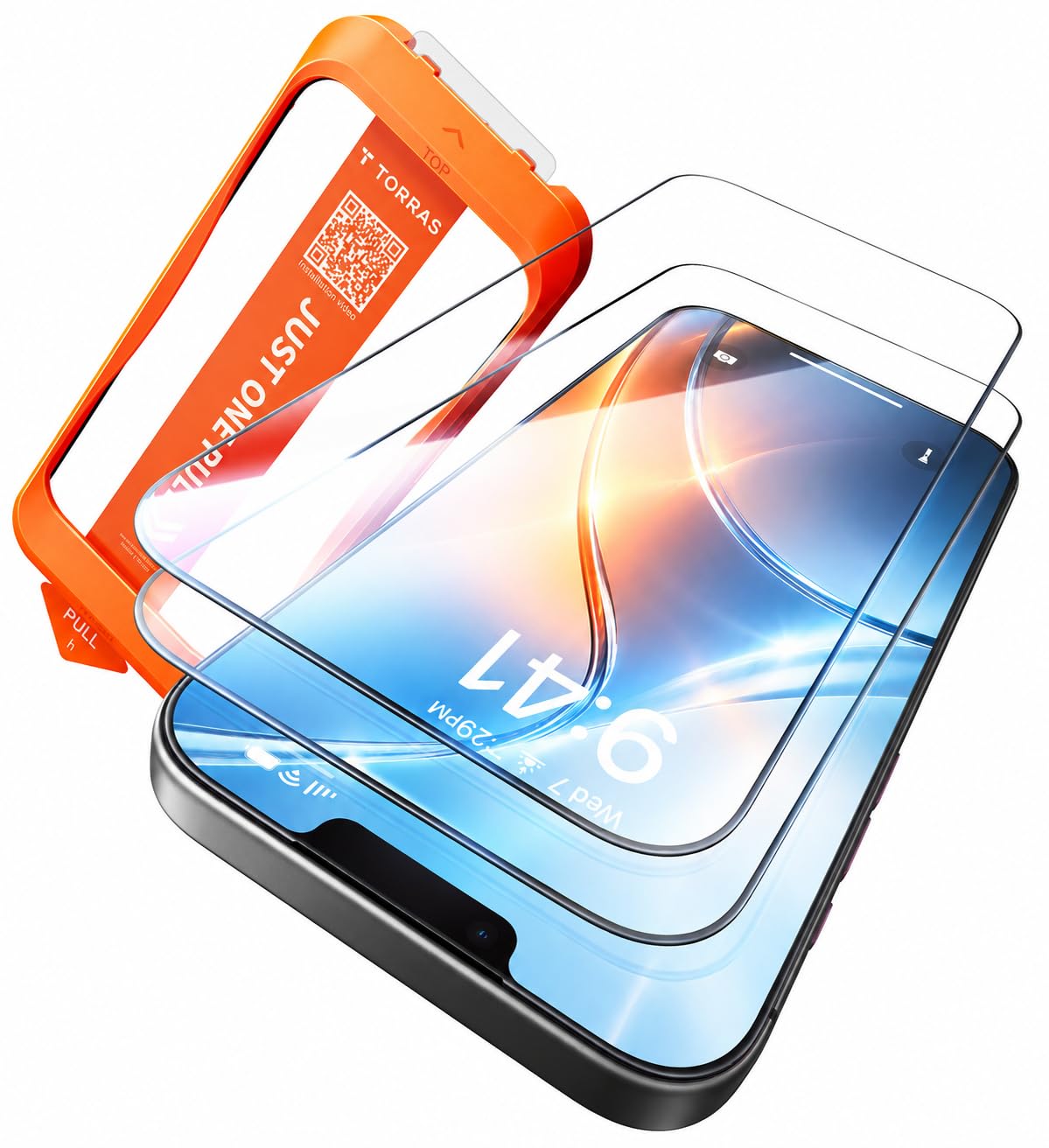 TORRAS For iPhone 16e 保護フィルム 航空宇宙強化ガラス 10H 米軍規格 超簡単貼付 衝撃吸収 自動除塵｜気泡対策｜全面保護｜エッジ浮きを