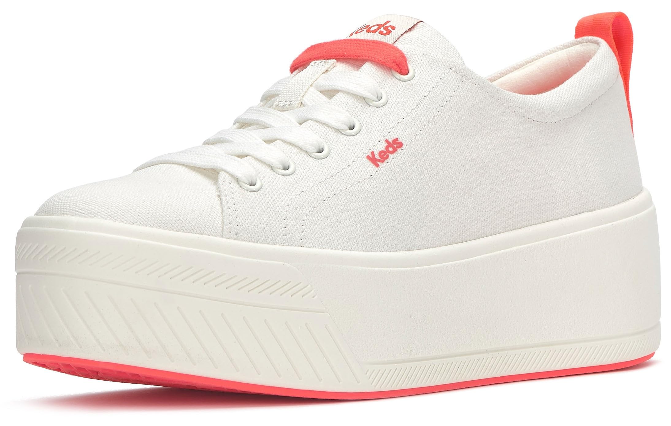 Keds Sneaker da Donna Skyler con Lacci, alla Moda, Suola Biancaneve/Corallo, 37.