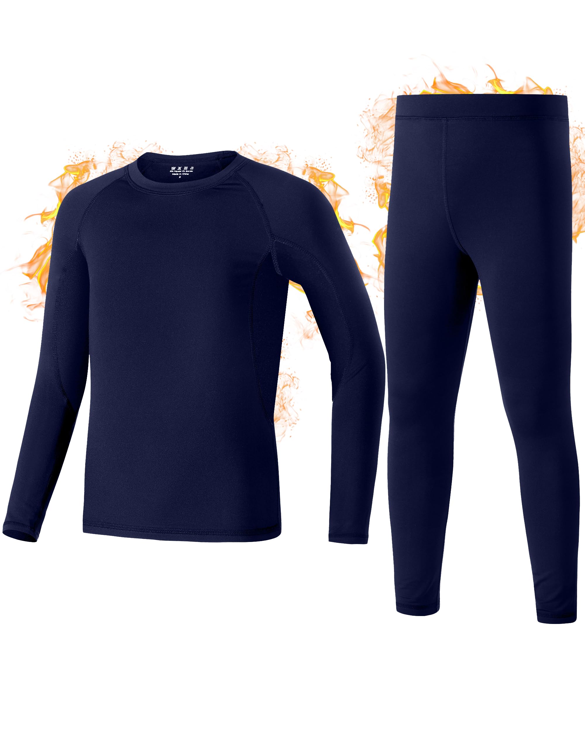Kids Thermal Base Layer Set Fleece Lined Underwear Warm Long Johns