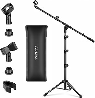 CAHAYA Tripod Boom Sheet Microphone Stand Metal Portable with Carrying Bag, for Performance Singing Speech Wedding Stage and Outdoor CMC0239