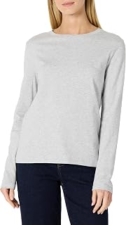 Amazon Essentials Womens 100% Cotton Regular-Fit Long-Sleeve Crewneck T-Shirt