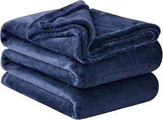 Aisbo Fleece Blanket 220 x 240 cm – Large Size Sofa Throw, 220 x 240 cm Flannel for 2 People, Soft and Warm, Navy Blue