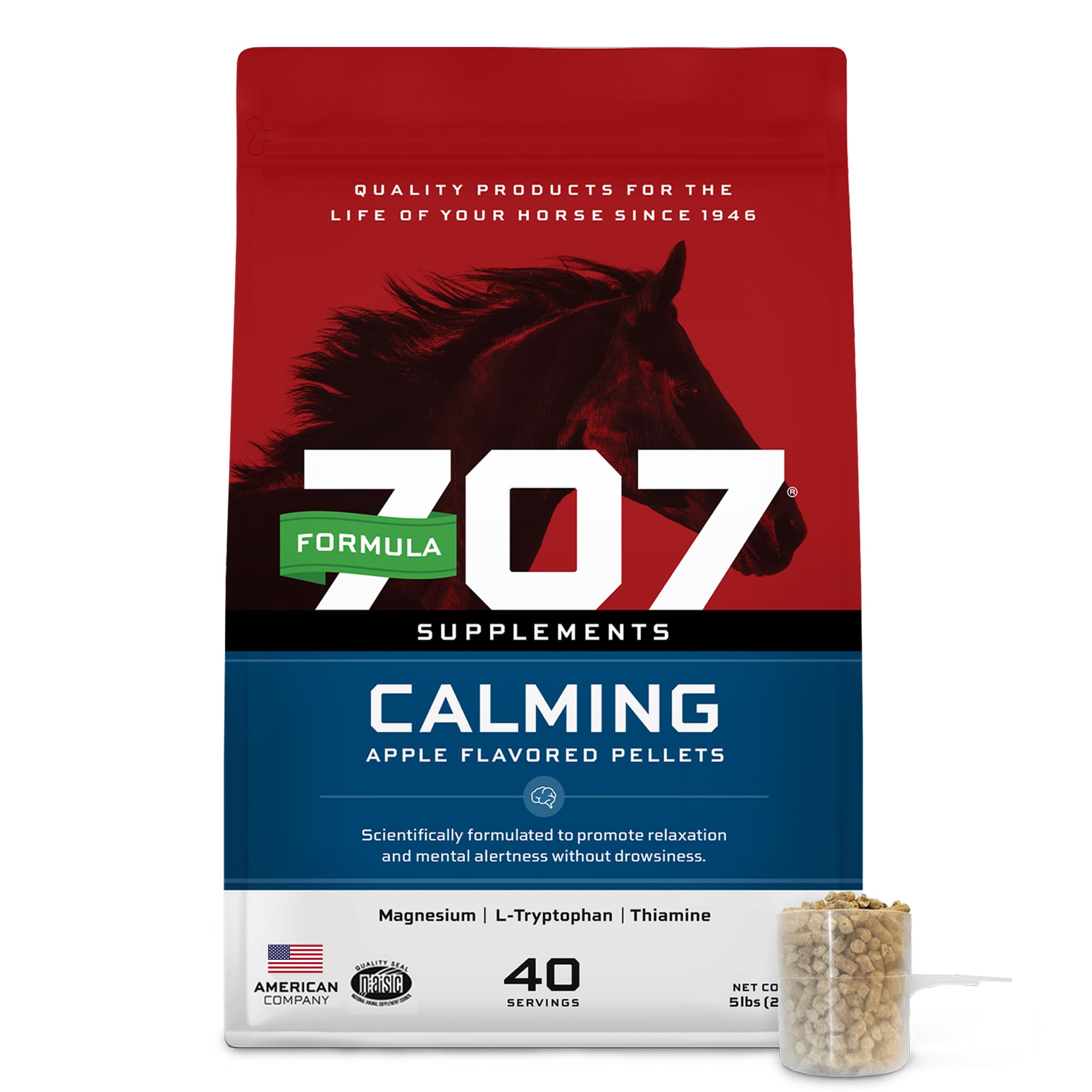 Formula 707 Calming Supplement for Horses, 5 lb, 40 Servings – Focus Aid