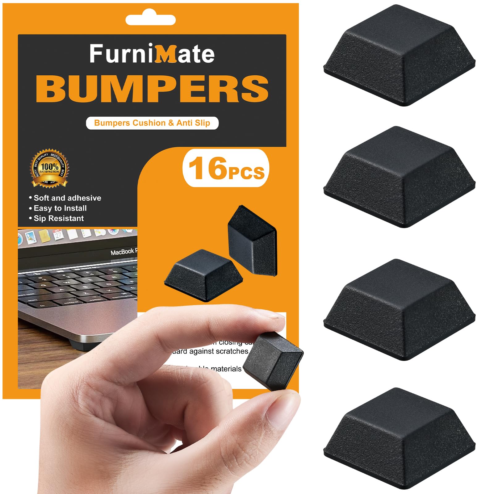 Rubber Feet for Electronics, Adhesive Rubber Feet 16PCS, Black Rubber Bumpers Se
