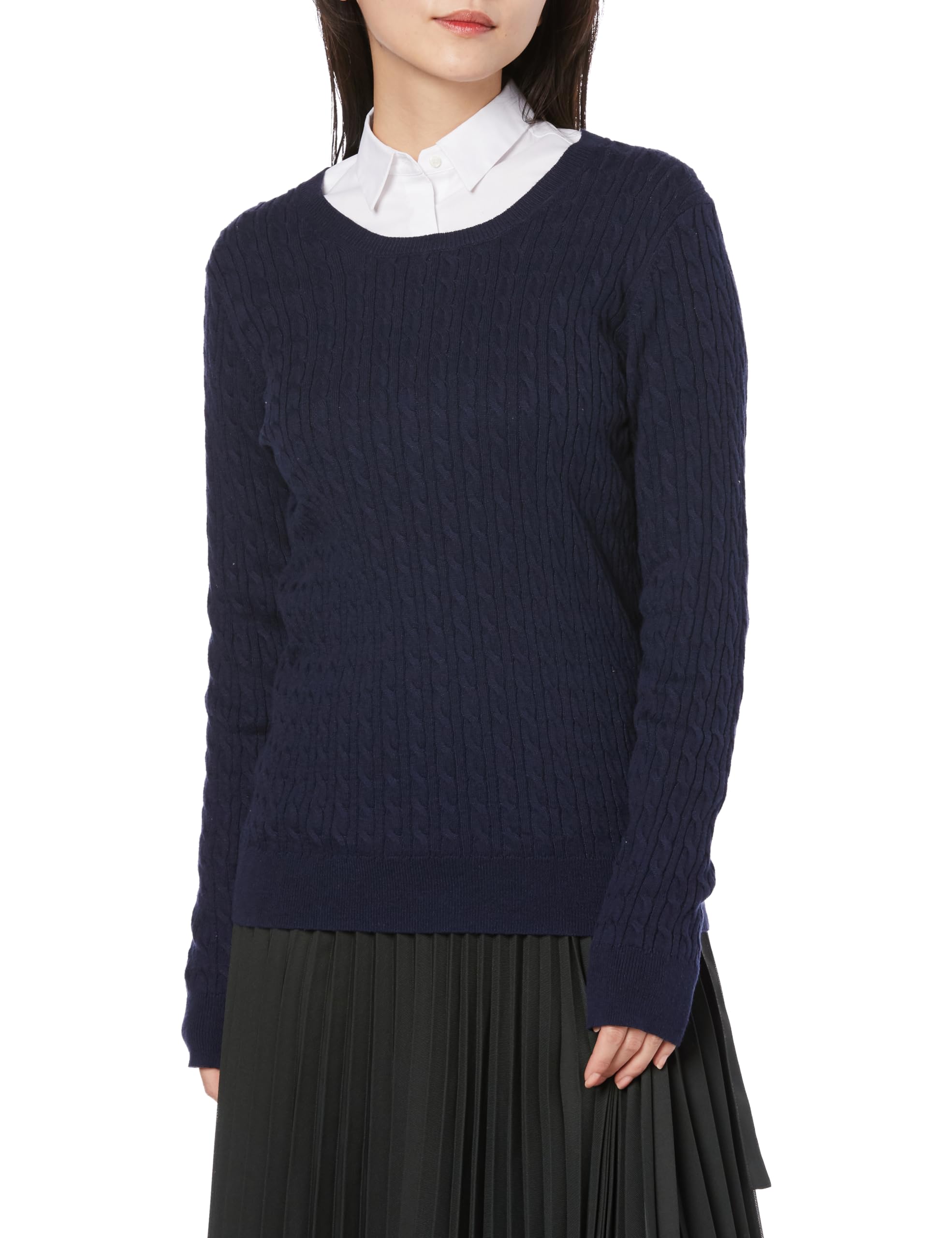 Amazon Essentials Women's Sweater, Light Weight, Cable Knit, Crew Neck, Long Sle