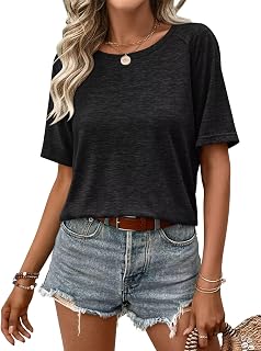 EADINVE Womens Half Sleeve T Shirts Crew Neck Summer Tops Fashion Tee Casual Basic Comfy Outfits Clothes