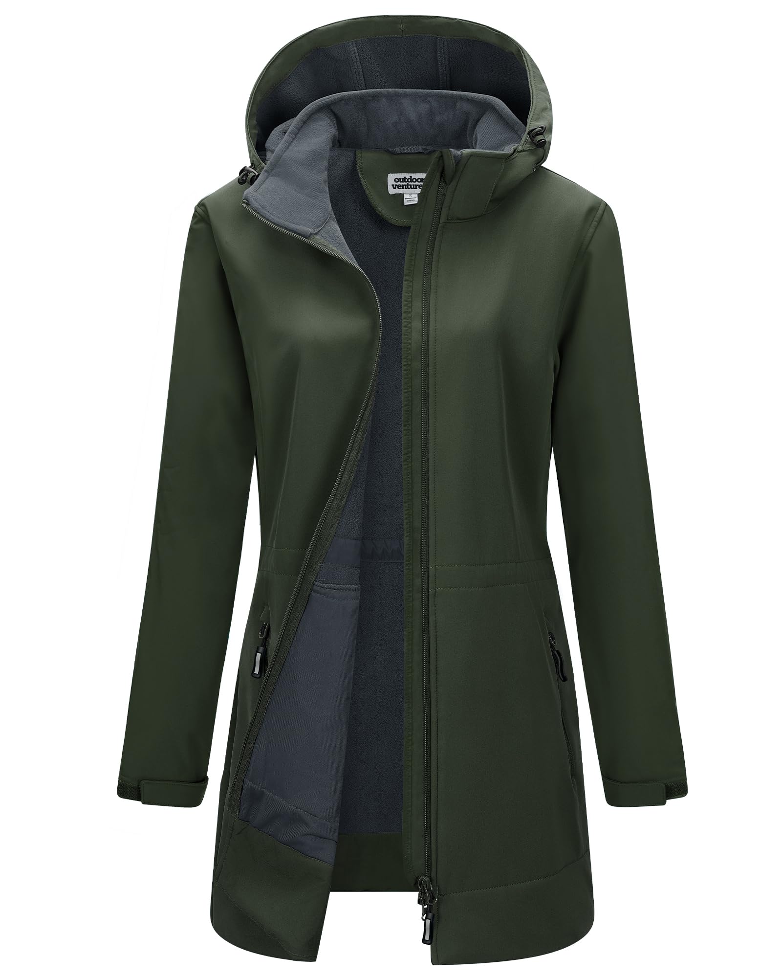 Outdoor Ventures Ladies Soft Shell Jacket with Removable Hood Fleece Lined Insul