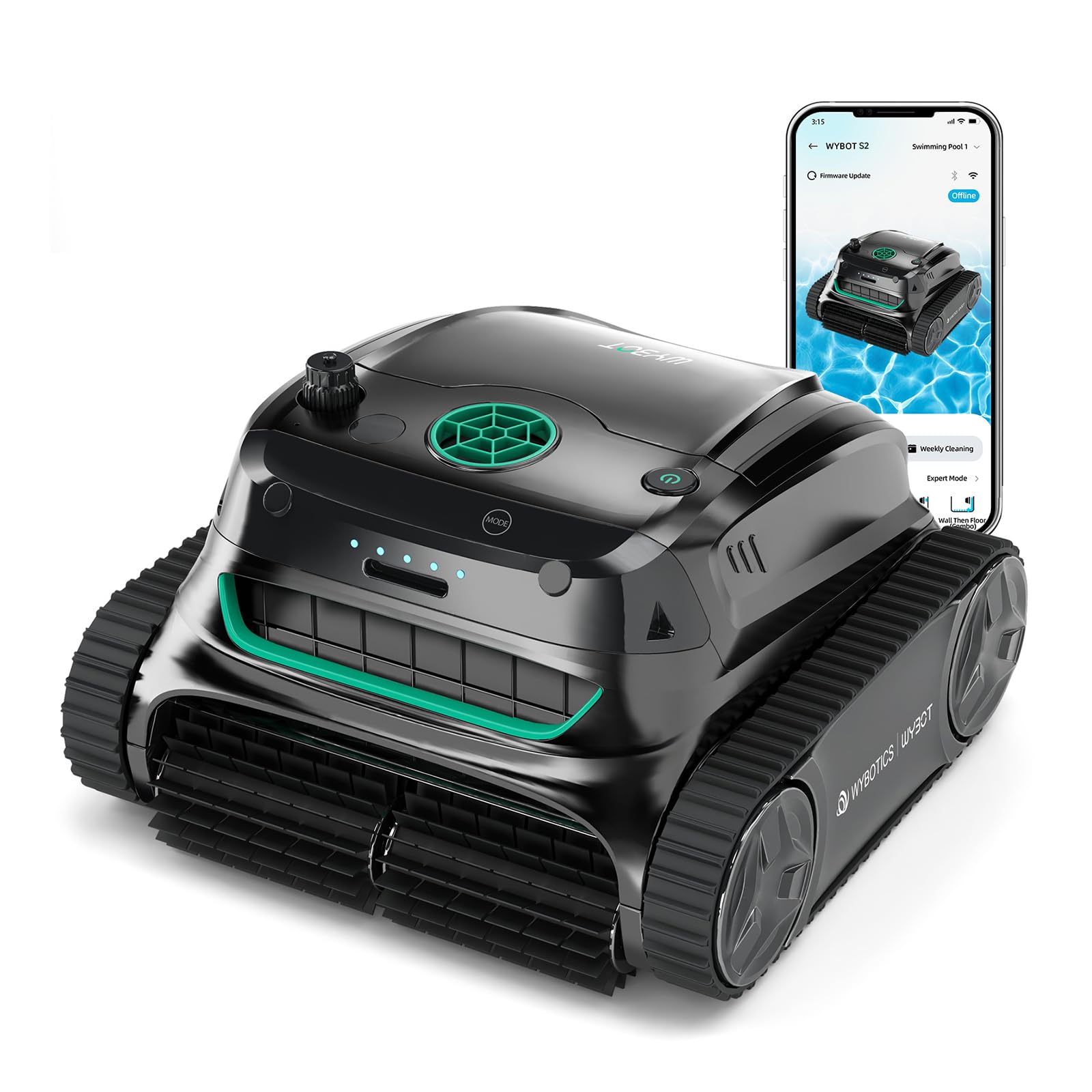 WYBOT S2 Cordless Robotic Pool Cleaner, Smart Navigation Inground Pool Vacuum La