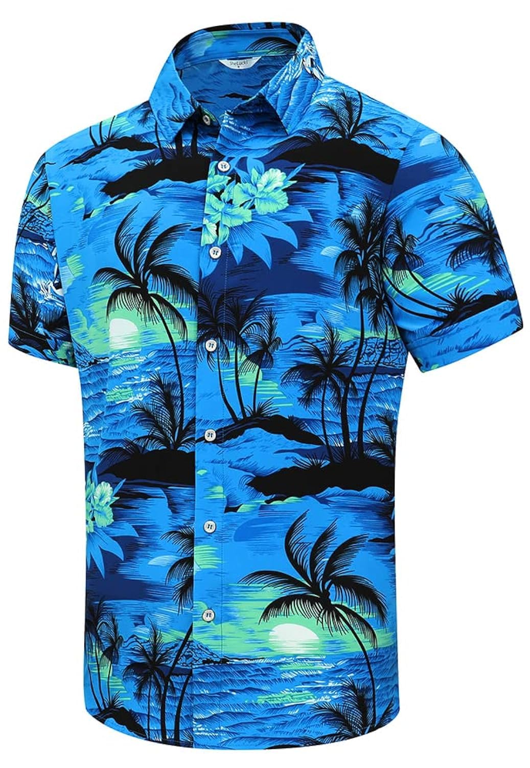 SheLucki Hawaiian Shirt for Men, Unisex Summer Beach Casual Short Sleeve Button 