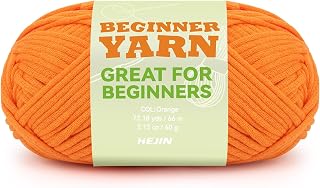 60g Orange Yarn for Crocheting and Knitting;66m (72yds) Cotton Yarn for Beginners with Easy-to-See Stitches;Worsted-Weight Medium #4;Cotton-Nylon Blend Yarn for Beginners Crochet Kit Making
