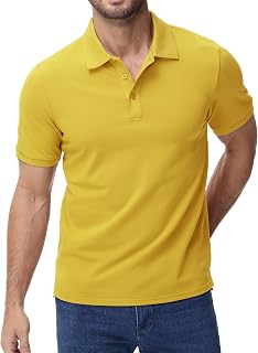 MIER Men's Cotton Pique Polo Shirts, Short Sleeve Golf Work Casual Tops